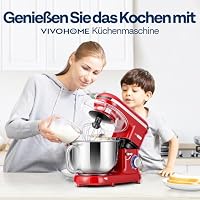 VIVOHOME 1500W Küchenmaschine 5,7L mit Edelstahlrührschüssel – Ansicht 2