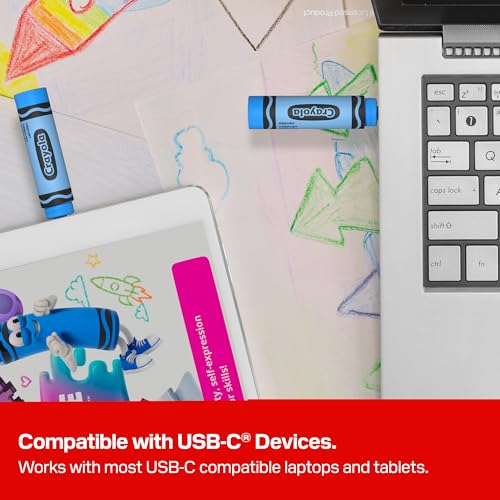 Image of SANDISK Crayola USB Type-C 128GB, Upto 300 MB /s, Crayon Design Pendrive for Smartphone, Tablet & Laptop, Cerulean Blue, 5Y Warranty (SDCZIC-128G-G46B)