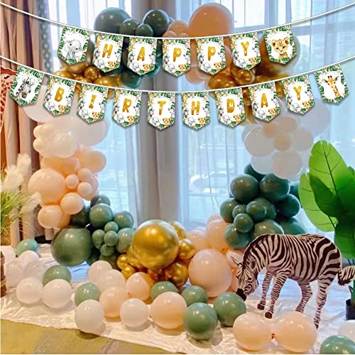 Jungle Theme Happy Birthday Banner For Baby Shower Safari Birthday Outdoor Party Yard Sign Safari Animal Banner Birthday Party Supplies And Decorations Jungle Boy Birthday Party Banner Background #TOP2