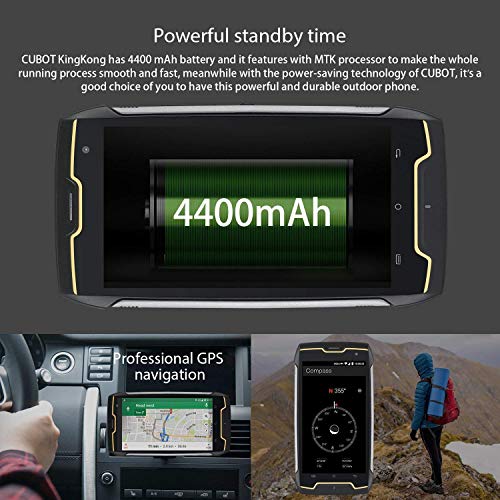 CUBOT King Kong (2018) IP68 Waterproof Rugged Smartphone Unlocked, 4400mAh Big Battery, 3G WCDMA Dual-SIM, Android 7.0, 2GB RAM+16GB,Compass+GPS, Shockproof, Dustproof - Thumbnail 5