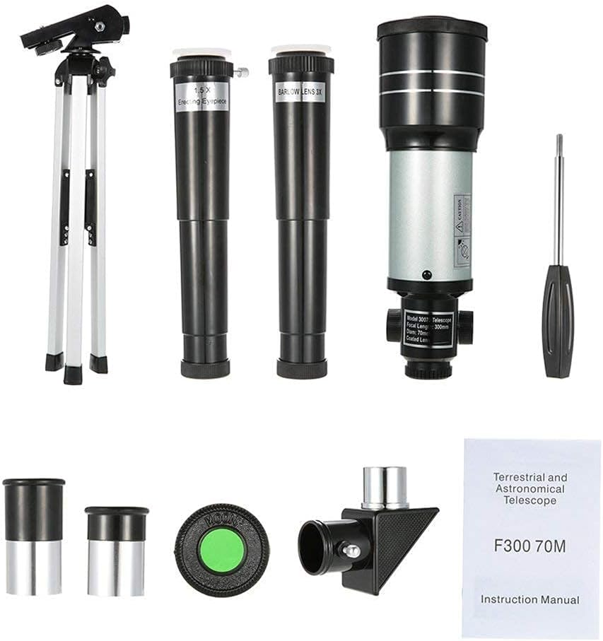 High Power HD Space Astronomic Telescope Outdoor Monocular 150X Refractive Telescope for Kids Educational Science Travel Spotting Scope with Portable Tripod Adjustable Lever