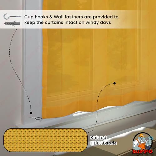 Image of HIPPO 180 GSM HDPE Outdoor Loop Curtain for Balcony & Patio Sun Blocking, UV Protection & Light-Filtering Curtains(Sunny-Yellow- 4.5FTX9FT) Pack of 2