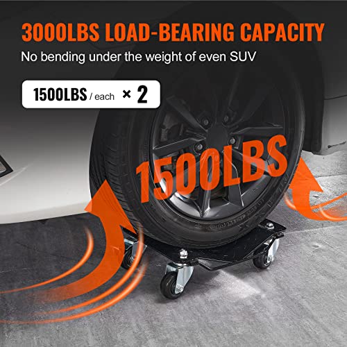 Image of VEVOR Wheel Dolly, 3000 lbs Car Moving Dolly, Wheel Dolly Car Tire Stake Set of 2 Piece, Heavy-Duty Car Tire Dolly Cart Moving Cars, Trucks, Trailers, Motorcycles, and Boats