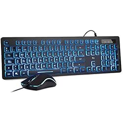 Teclados Hp Para Pc Rii Rk105 RGB Teclado y Ratón Retroiluminado con Cables ,Pack de teclado y ratón para gamers para PC Gamers, Oficina, Diseño Gráfico