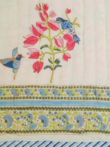 Image of Bougainvillea Ac Dohar Double Bed | Uniform Cotton Filling Duvet | 100% Cotton Soft & Cozy AC Blanket | Lightweight Reversible Design Quilt | Color - White