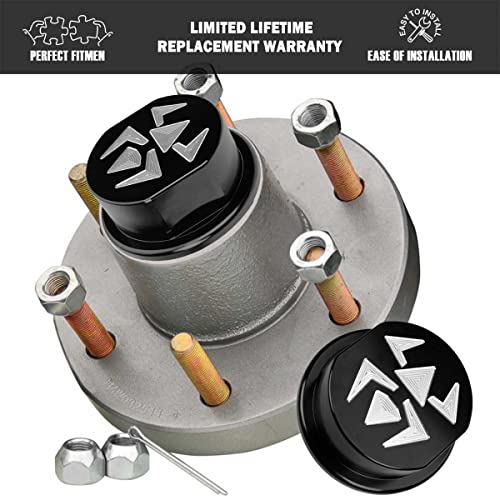Canitu 2Pcs Trailer Hub Replacement Cap Axle Dust Grease Hubs Cap with