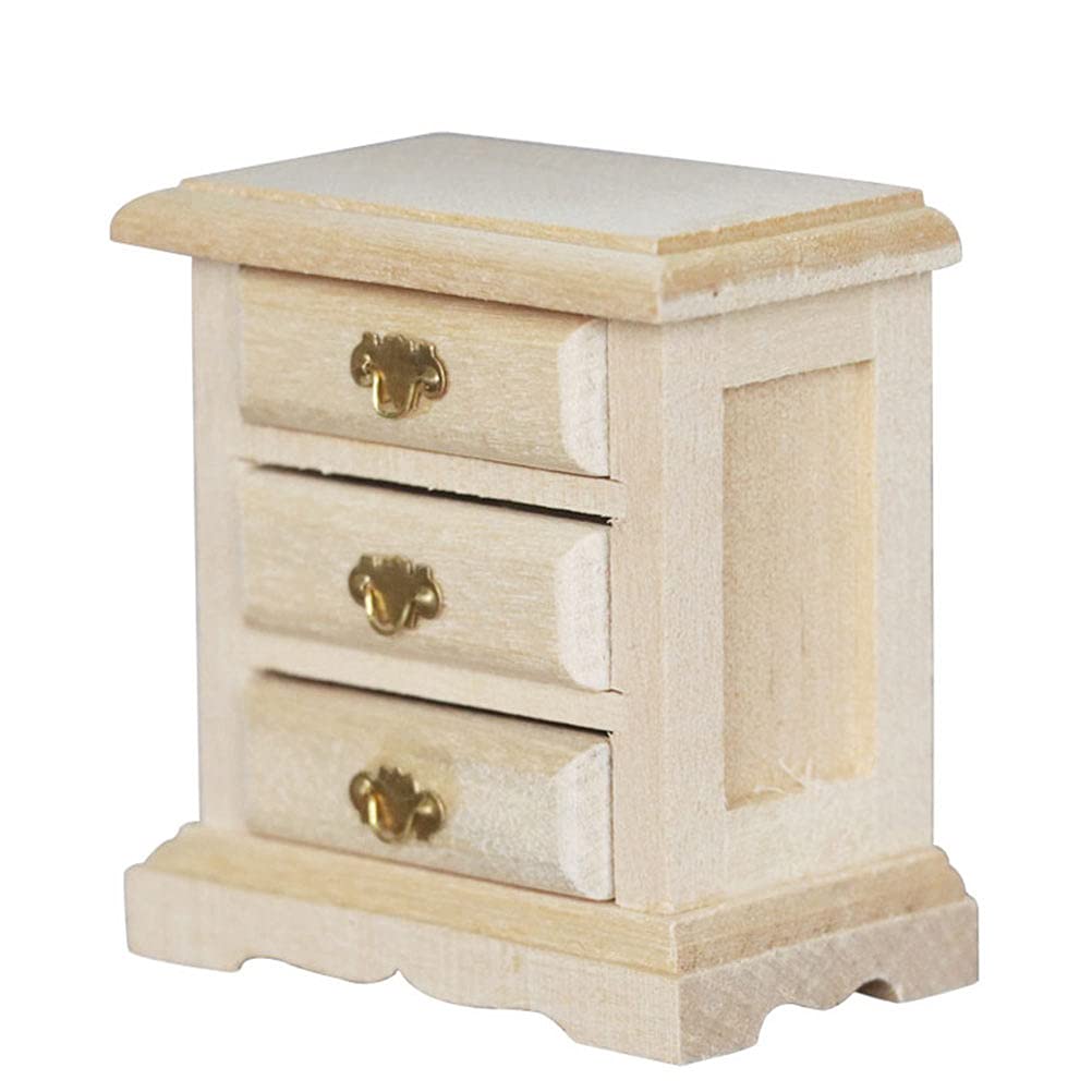 Mesita De Noche En Miniatura Para Casa De Muñecas - Madera, Estilo Vintage, Blanco, Decoración Para Muñecas Y Juguete