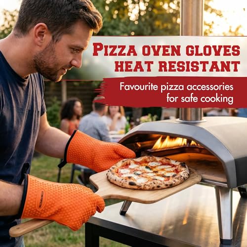 Image of KITCHEN PERFECTION XL Silicone Pizza Oven Gloves -Extreme Heat Resistant Gloves for Outdoor & Indoor Pizza Ovens -Waterproof Oven Mitts Compatible w /Ooni, Ninja, Gozney & More|Superior Set+3 Bonuses