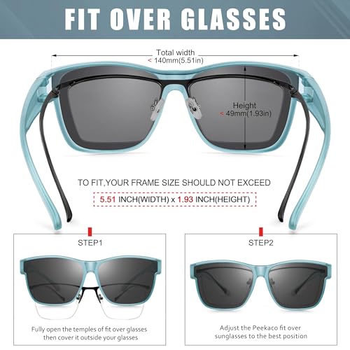 Image of Polarized Sunglasses Fit Over Glasses for Women Men, Oversized Square Sun Glasses UV400 Protection