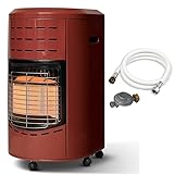 FAVEX - Chauffage d'appoint gaz Calgary Rouge brique - Prêt à l'emploi livré avec Tuyau...