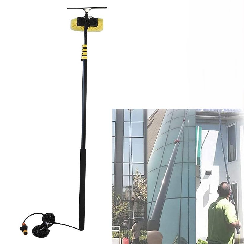 Poteau de nettoyage télescopique de 5.4M avec brosse pour panneau solaire et raclette vitres