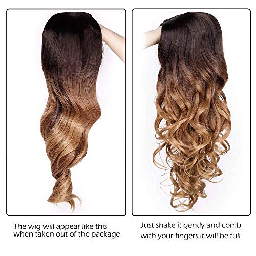 Image of Wynk Mavens ombre blonde long wavy center part hair wig |Heat Friendly Synthetic Fibers | Fashion Wigs