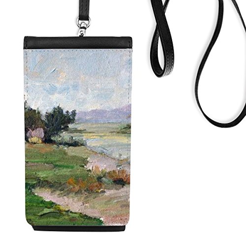 Bourse en cuir suspendu pour smartphone motif peinture à l'huile
