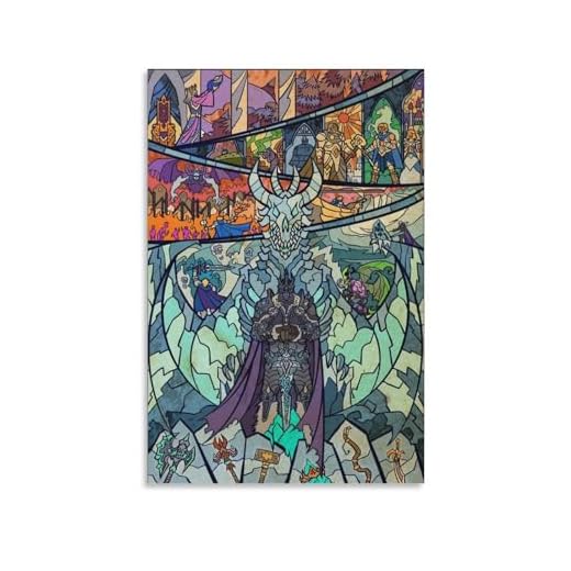 World of Warcraft Stained Glass Poster Decorativo Pintura Lienzo Arte Mural Salón Póster Dormitorio Pintura, Lienzo Arte Póster Y Arte de Pared Impresión de Imagen Moderna Decoración de Habitación