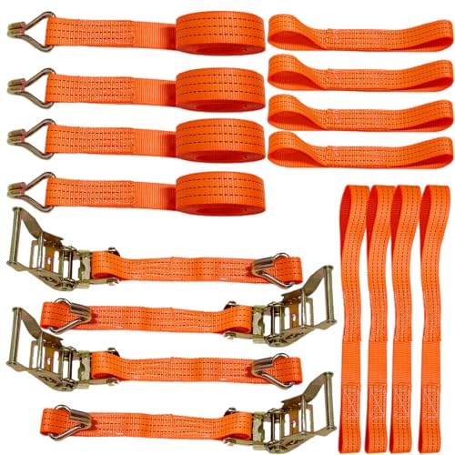 4PCS Spanngurt für Autotransport 3Meters 35mm Spanngurte mit Ratsche und Haken 2.000 daN Ratschengurte Zurrgurte Zurrgurt Spanngurt Belastbar Radsicherungsgurt zur Radsicherung Anhänger PKW KFZ