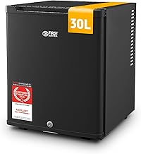 TZS First Austria - Mini fridge 30L completely silent - Small mini fridge with reversible door and interior light - Minibar for camping, office, bedroom & hotel - Matte black