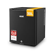 TZS First Austria – Mini Frigorifero 30L completamente silenzioso – Piccolo Minifrigo con porta reversibile e luce interna – Minibar per campeggio, ufficio, camera da letto e hotel – Nero opaco