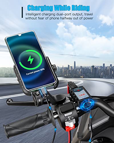 Image of EXTRACTME 6.8A Motorcycle USB Charger, Quick Charge 3.0 Dual USB Motorcycle Phone Charger with Voltmeter & ON /Off Switch, Waterproof Motorcycle Accessories SAE to USB Adapter