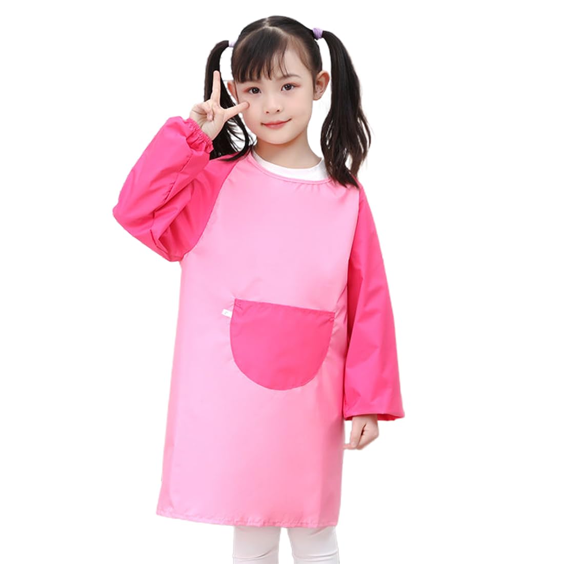 Delantal Infantil Impermeable Con Mangas Largas Y 3 Bolsillos, Para Pintura Y Cocina, Talla única 65x52 Cm, Para Niños Y Niñas De 5 A 10 Años