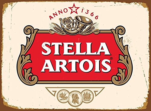 Novelty Retro Vintage Wall tin Plaque 20x15cm - Ideal for Pub shed Bar Office Man Cave Home Bedroom Dining Room Kitchen Gift - Stella Artois beer Lager - Decorative Sign