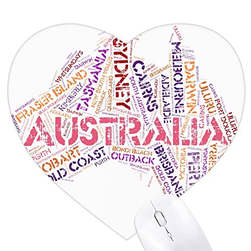 Tapis de souris coeur Australie carte et paysages pittoresques pour bureau