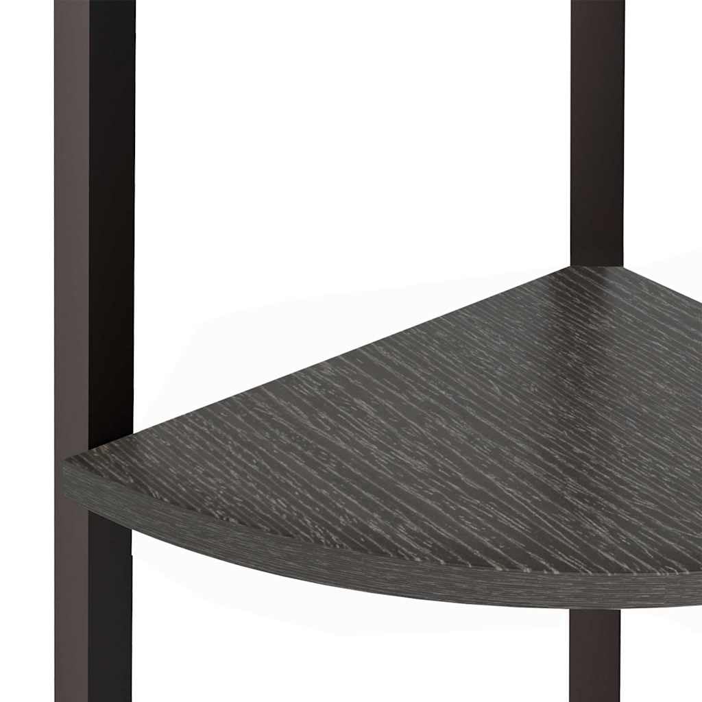 Scaffale angolare con 3 ripiani, nero, in legno e acciaio, 45,5 x 31,5 x 120 cm, salvaspazio, per soggiorno, studio, ufficio, sistema di scaffale aperto per libri e stoccaggio
