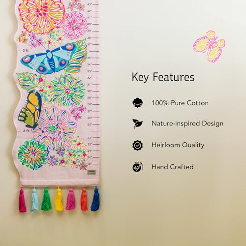 Image of ZOOKEEPER Height Chart for Kids (19 inch-72 inch) Premium Flutter Bloom Durable Cotton Wall Hanging Growth Measuring Ruler for Baby Room, Nursery and Playroom Cute Home Wall Decor and Perfect Gift for Boys and Girls