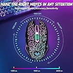 Wireless Gaming Mouse, Rechargeable Wireless Computer Mouse, 7-Color LED Light, Ergonomic Mouse with 6 Silent Click Buttons, 3 Adjustable 2400 DPI Wireless Mouse for Laptop,PC,Mac, Black - Image 3