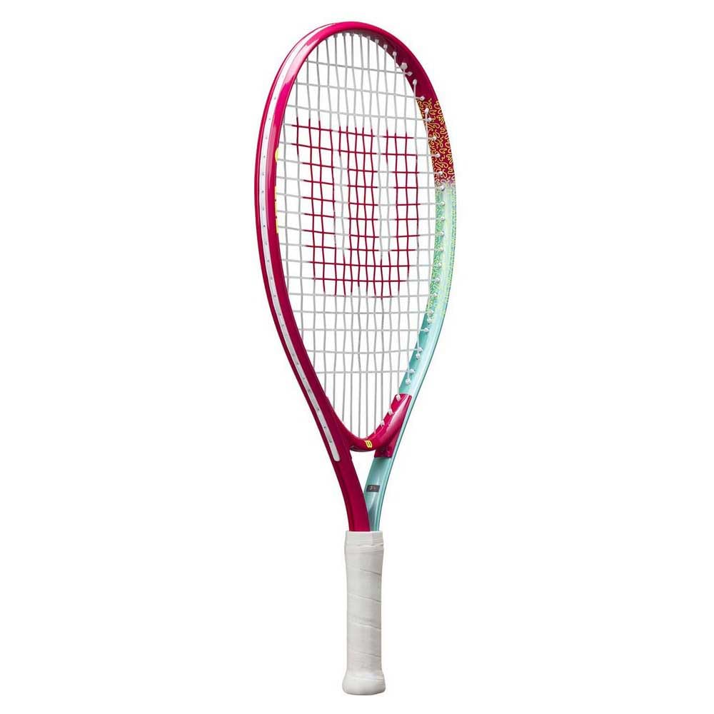 Wilson Intrigue Jr 21,Raquette de Tennis, Cadre Léger pour Prise en Main Facile, Performance pour un Jeu Stable et Coups Puissants, Cordage Adapté au Bras, Couleur :Rouge/Teal, Taille : 21