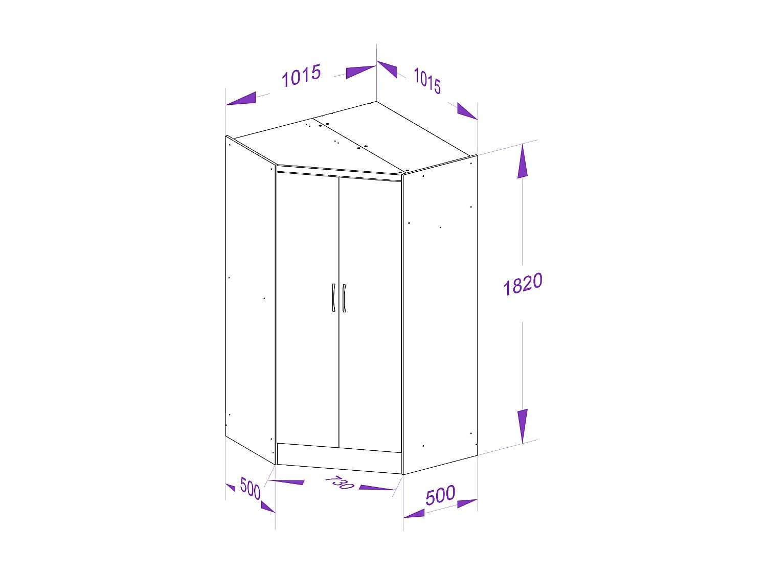 Vente-unique - Armadio angolare 8 ante e 2 cassetti L263 cm Bianco - FEOVA