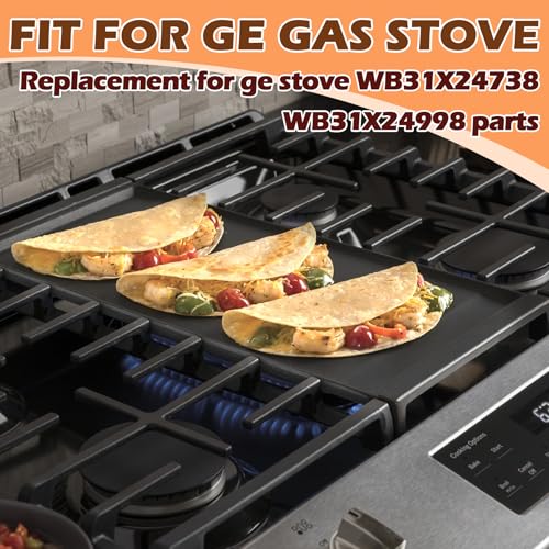 MOASKER WB31X24738 Griddle Replacement for GE Gas Stove Griddle Plates Parts WB31X24998, Stove Top Cast Iron Griddle Pan for GE Gas Range Center JGB700SEJ4SS JGSS66SEL3SS JGBS66REKSS Stove Parts