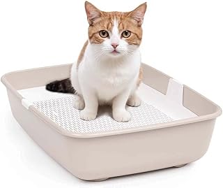 Schalentoilette Katzentoilette mit Reinigungssieb Katzenklo Groß Beige product image