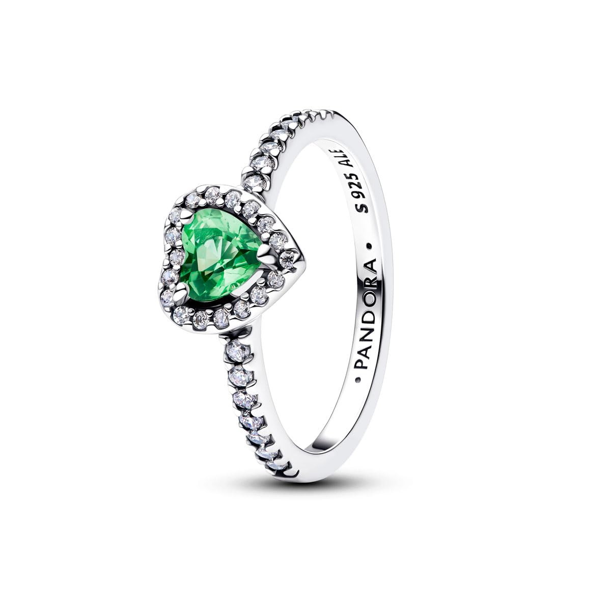 PANDORA Anillo de plata para mujer, corazón exaltado, verde menta, 198421C08