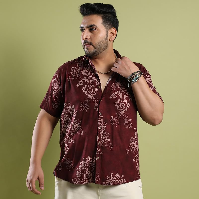 Image of Instafab Plus Men's Shirt for Casual Wear | Spread Collar | Button Closure | Plus-Size Fit | Short Sleeve | Cotton Shirt Crafted with Comfort Fit for Everyday Wear