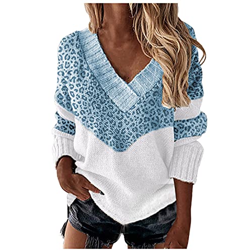 OORTFV Tops for Women Casual Fall,Distressed Sweaters for Women Flowy Hoodies Oversized Heart Print Frog Jacket Stripped V-Neck Cardigans Letter Womens Fall Sweaters 2021, Blue