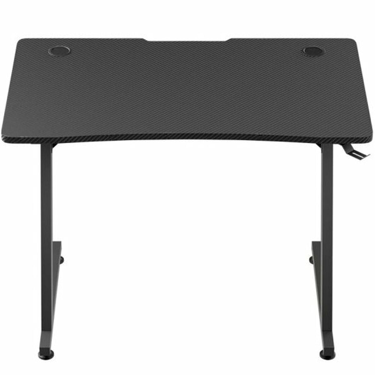 Executive Scrivania Nera, Superficie in Fibra di Carbonio, 100x60 cm, Scrivania per Computer Resistente, Supporto Cuffie, Scrivania per Ufficio, Studio e Gaming