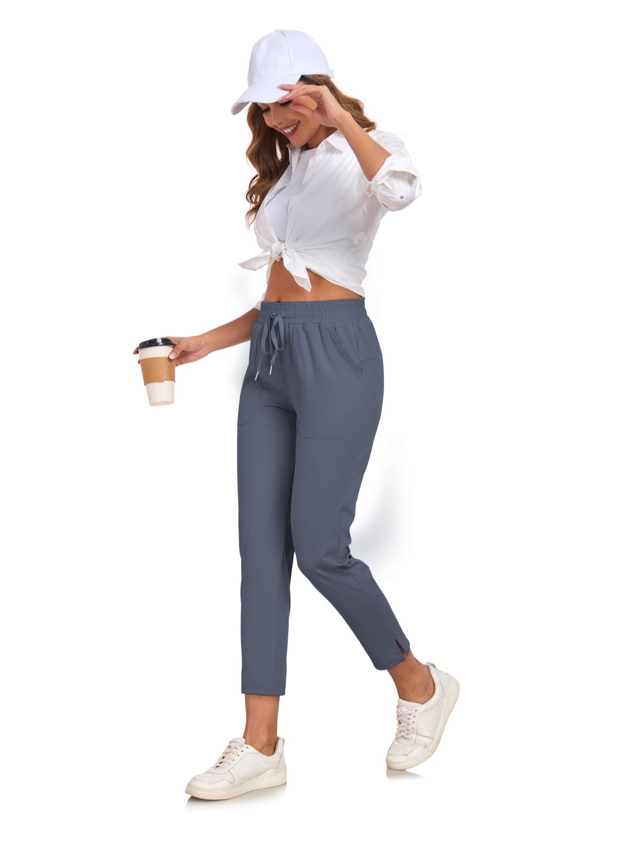 Jogginghose Damen mit Taschen Leicht Sporthose Atmungsaktiv Freizeithose Lang Sweatpants für Golf,Fitness,Lauf,Lounge
