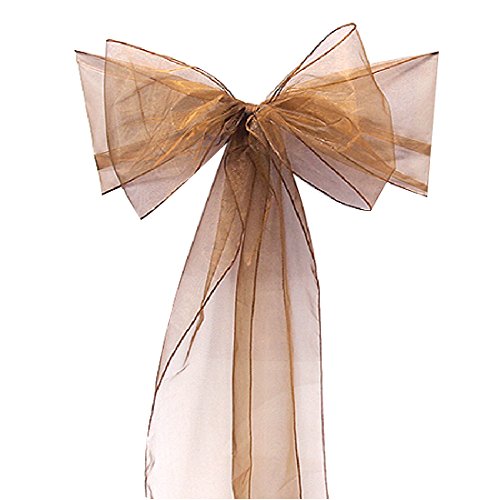 10 Schleifen Stuhlbandschleifen aus Organza für Bankett Hochzeit Party Dekoration braun