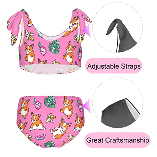 Image of CaTaKu Girls Swimsuits Two Piece Swimwear Cute Bikini Set Tankini Hawaiian Beach Sport Bathing Suit for Girls Size 3-12T
