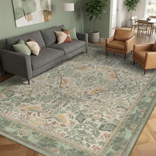 Boho Dining Room Rugs for Under Table 9x12 - Plant