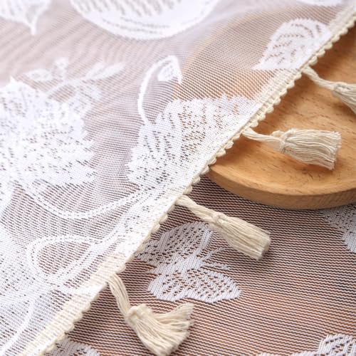 Nappe blanche en dentelle de haute qualité avec pampilles 140x180 - 8
