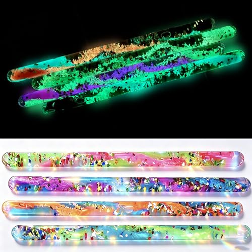 4 Stück 30 cm Jumbo Spiral Glitzer Zauberstab Kinder Leuchtende Sensorikspielzeug Autismus Spielzeug Leuchtstab Magischer Stab Mitgebsel Kindergeburtstag für Prinzessinnen Feen Zauberer Party