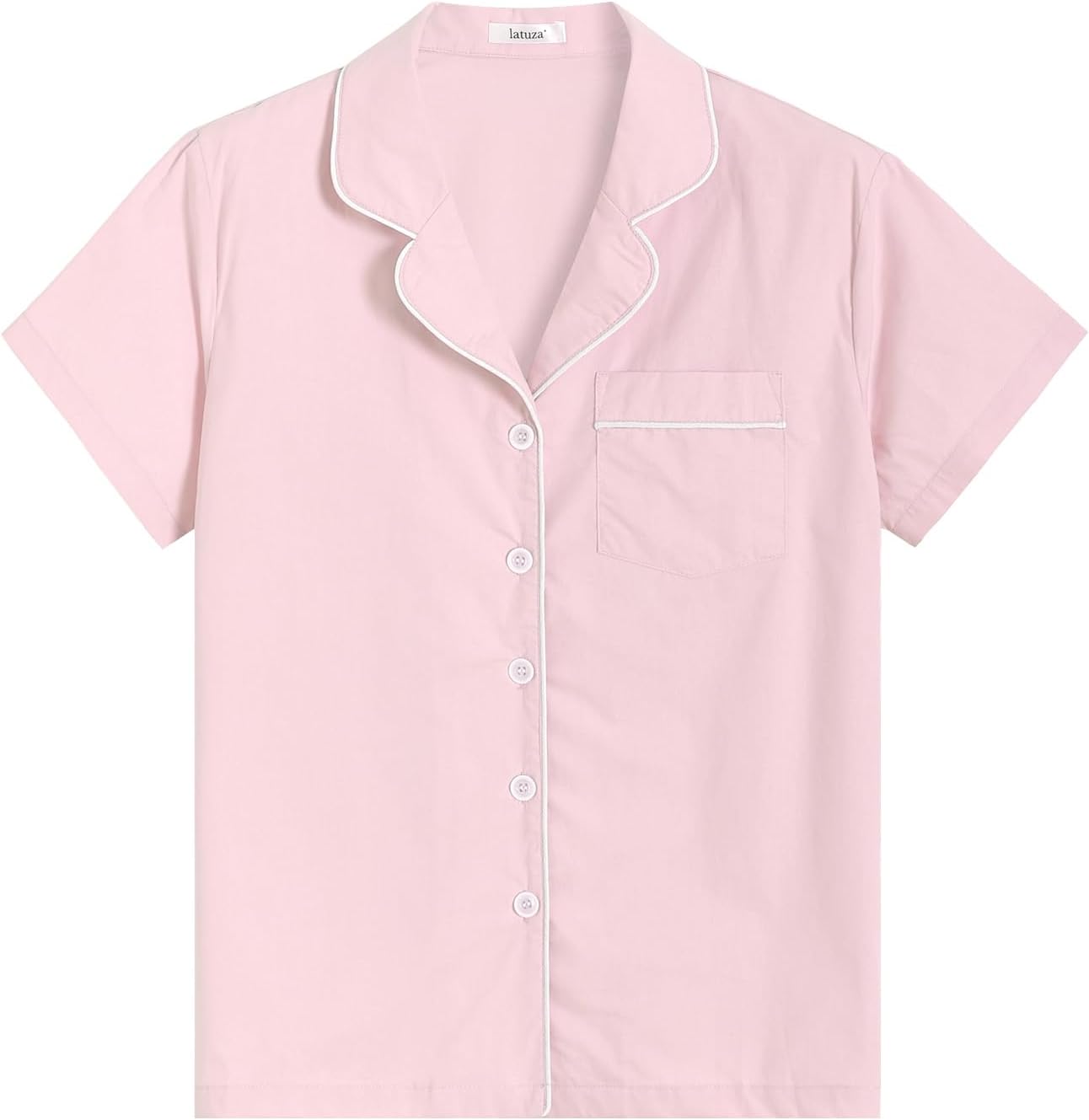 Latuza Women's Petite Cotton Poplin Pajamas Set Petite Size Pants - Image 2