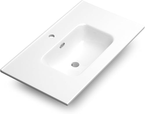 DAX Onix Ceramic Basin, 32", Glossy White