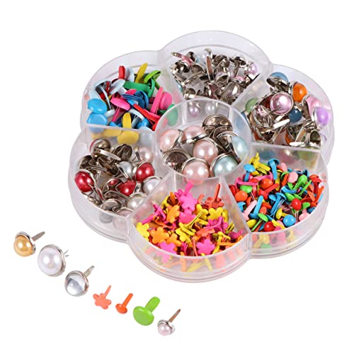Homoyoyo 6-12mm Two Prong Nails Craft Brad DIY Pack Handmade Mushroom Nails Mixed Metal Mini Brads for Boys and Girls