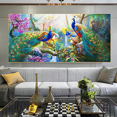 Peinture vert paon KEBIA toile paysage 60x120cm pour apaiser votre séjour
