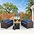 Patio Furniture Set 4 Piece Patio Furniture Set Patio Loveseat 50000 BTU Propane Fire Pit Storage Box with Non-Slip Cushions and Waterproof Covers, Navy Blue