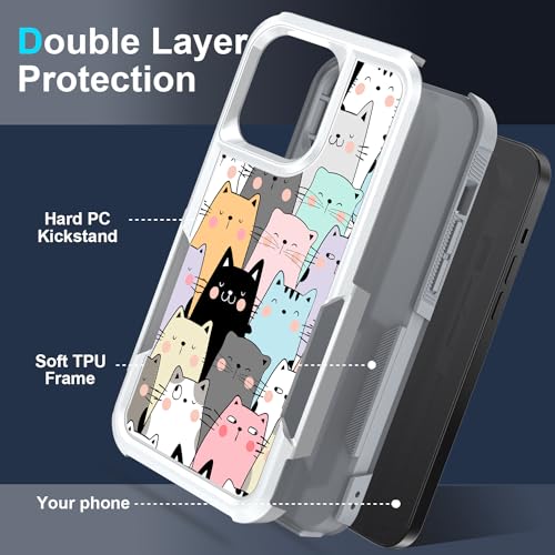 Candykisscase Case for iPhone 14 Pro, Cute Cats Funny Pattern Shock-Absorption Hard PC and Inner Silicone Hybrid Dual Layer Armor Defender Case for Apple iPhone 14 Pro - image 3