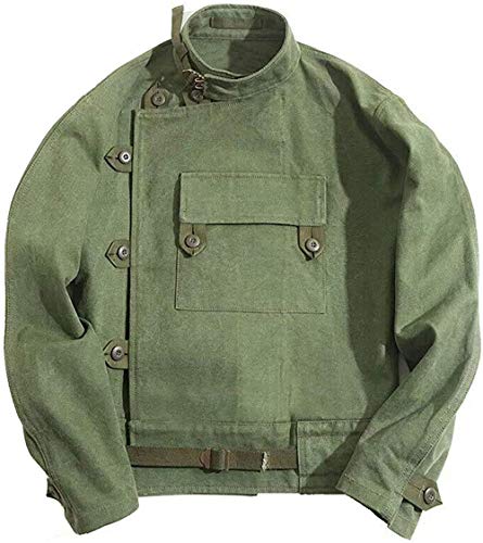 Mens Vintage Swedish Army Coat - Rider Motorcycle Green Cotton Jacket Lightweight2