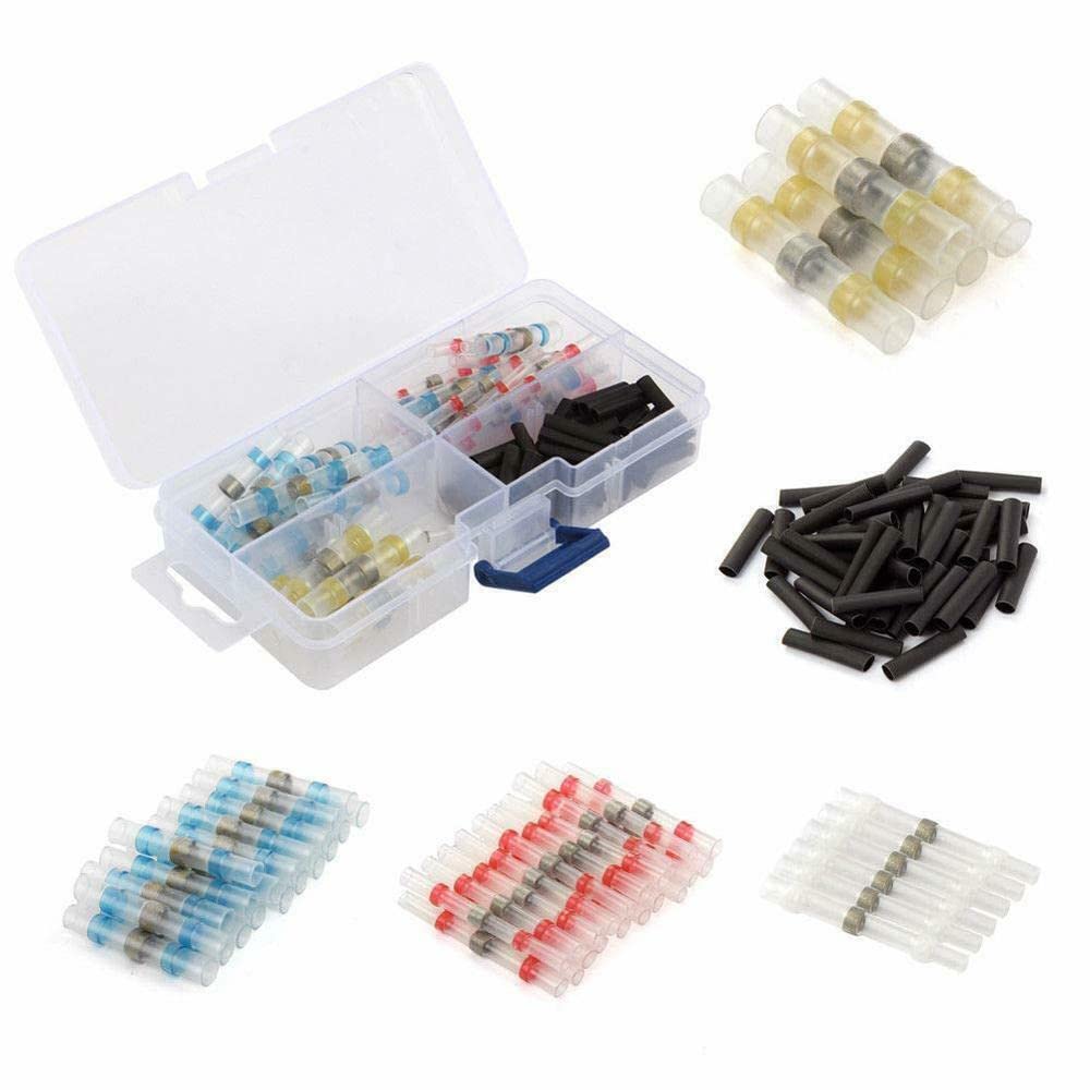 100Pcs Waterproof Solder Seal Sleeve Heat Shrink Butt Wire Connectors 5059649055815